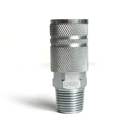 Interstate Pneumatics 3/8 Inch Industrial Steel Coupler x 1/2 Inch Male NPT, PK 6 CH681-D6